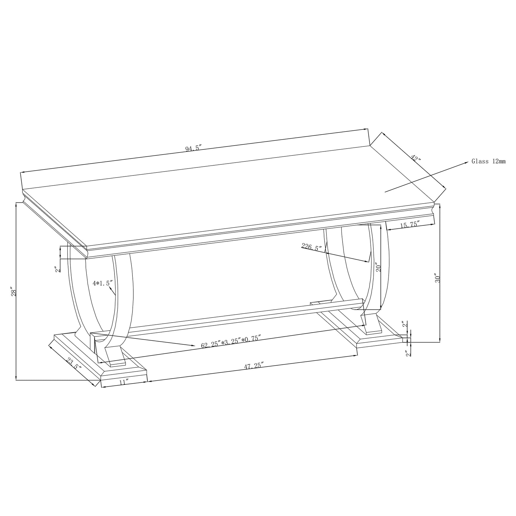 Antoine Rectangular 95-inch Glass Top Dining Table Black - Tampa Furniture Outlet