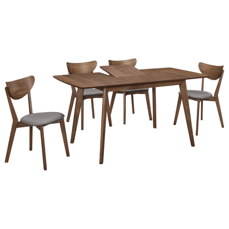 Alfredo 5-piece Butterfly Leaf Dining Set Natural Walnut - Tampa Furniture Outlet