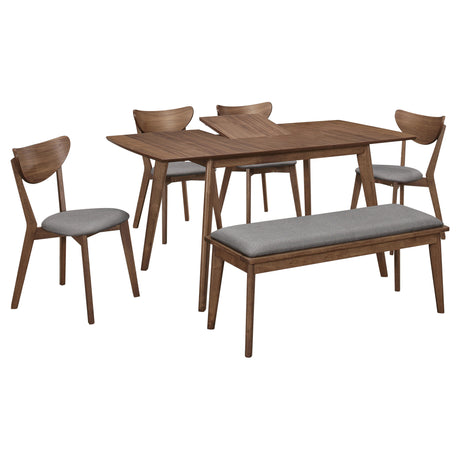 Alfredo 6-piece Butterfly Leaf Dining Set Natural Walnut - Tampa Furniture Outlet