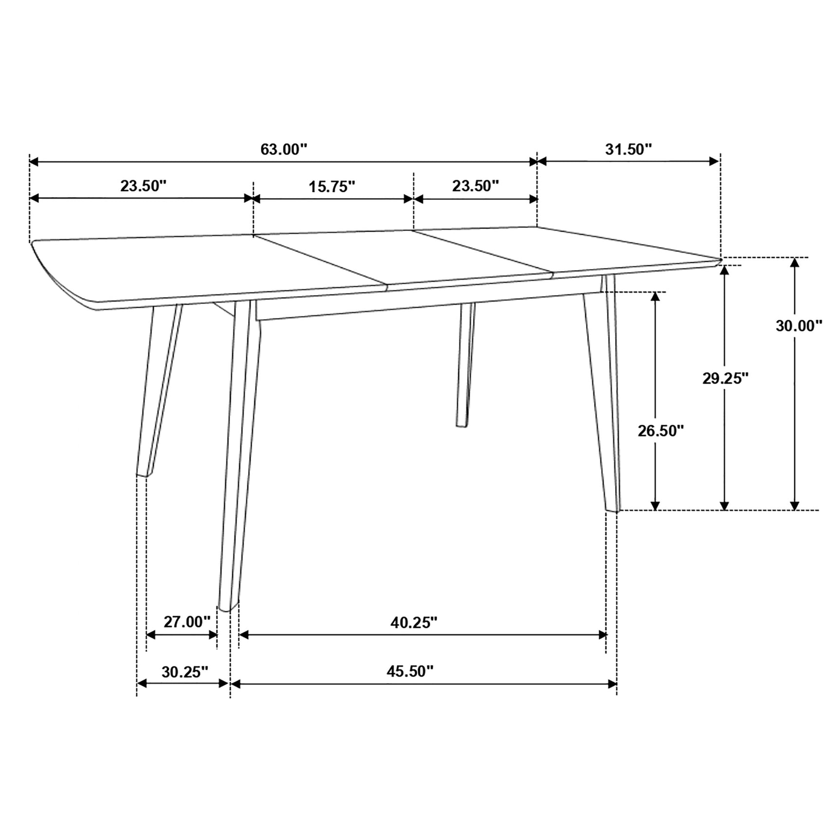 Alfredo 63-inch Extension Leaf Dining Table Natural Walnut - Tampa Furniture Outlet