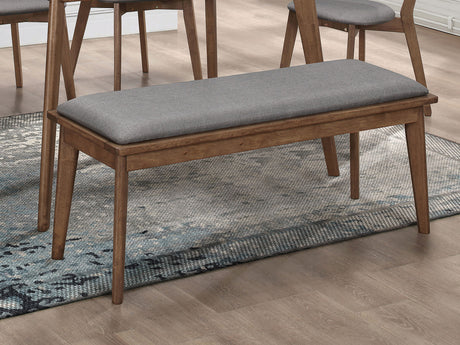 Alfredo Upholstered Dining Bench Grey and Natural Walnut - Tampa Furniture Outlet