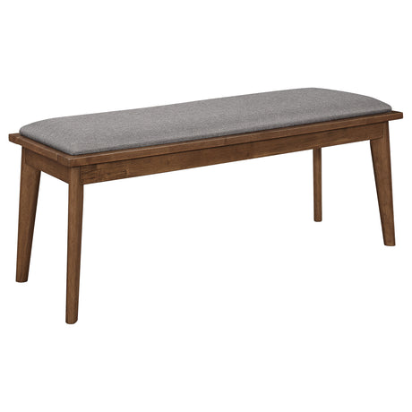 Tampa Furniture Outlet - Coaster - Alfredo Upholstered Dining Bench Grey and Natural Walnut - 108083