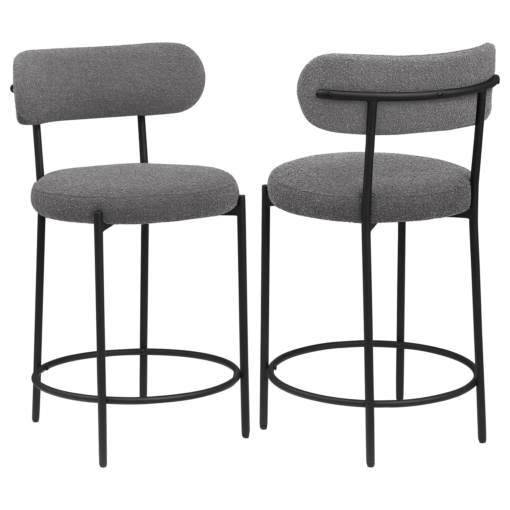 Tampa Furniture Outlet - Coaster - Viola Boucle Upholstered Counter Chair Grey (Set of 2) - 108198