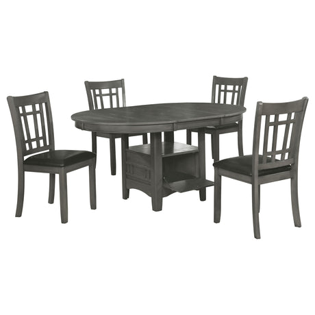 Lavon 5-piece Oval Extension Leaf Dining Set Medium Grey - Tampa Furniture Outlet