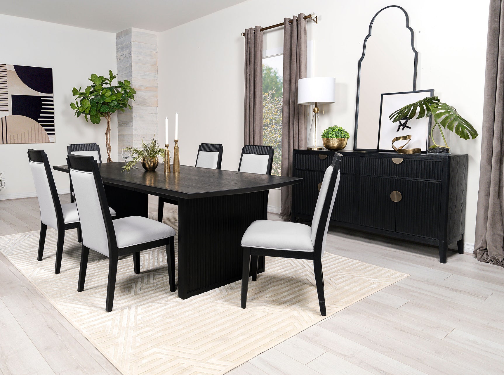 Brookmead 4-door Sideboard Buffet Storage Cabinet Black - Tampa Furniture Outlet