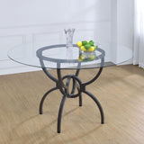 Aviano Round 48-inch Glass Top Metal Dining Table Gunmetal - Tampa Furniture Outlet
