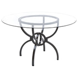 Tampa Furniture Outlet - Coaster - Aviano Round 48-inch Glass Top Metal Dining Table Gunmetal - 108291BG