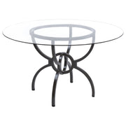 Tampa Furniture Outlet - Coaster - Aviano Round 48-inch Glass Top Metal Dining Table Gunmetal - 108291BG
