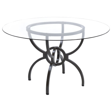 Tampa Furniture Outlet - Coaster - Aviano Round 48-inch Glass Top Metal Dining Table Gunmetal - 108291BG