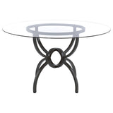 Aviano Round 48-inch Glass Top Metal Dining Table Gunmetal - Tampa Furniture Outlet
