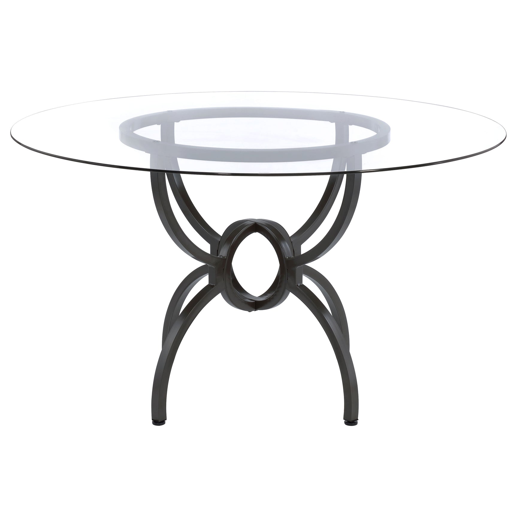 Aviano Round 48-inch Glass Top Metal Dining Table Gunmetal - Tampa Furniture Outlet