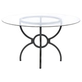 Aviano Round 48-inch Glass Top Metal Dining Table Gunmetal - Tampa Furniture Outlet