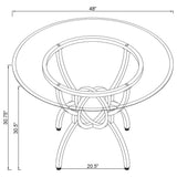 Aviano Round 48-inch Glass Top Metal Dining Table Gunmetal - Tampa Furniture Outlet