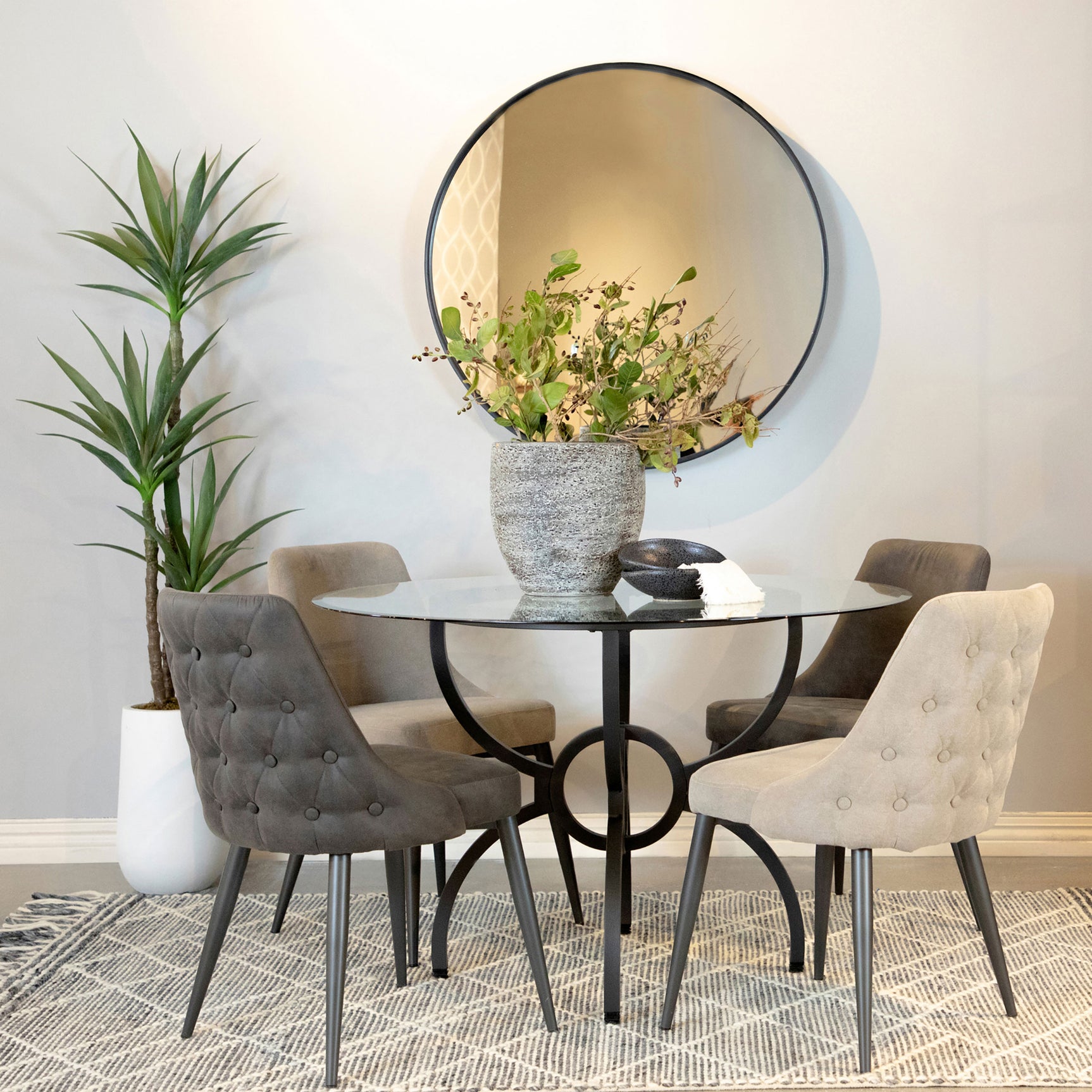Aviano Round Metal Dining Table Base Gunmetal - Tampa Furniture Outlet