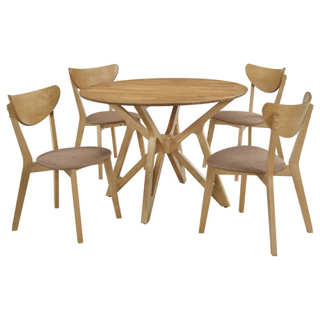Elowen 5-piece Round Solid Wood Dining Set Light Walnut - Tampa Furniture Outlet