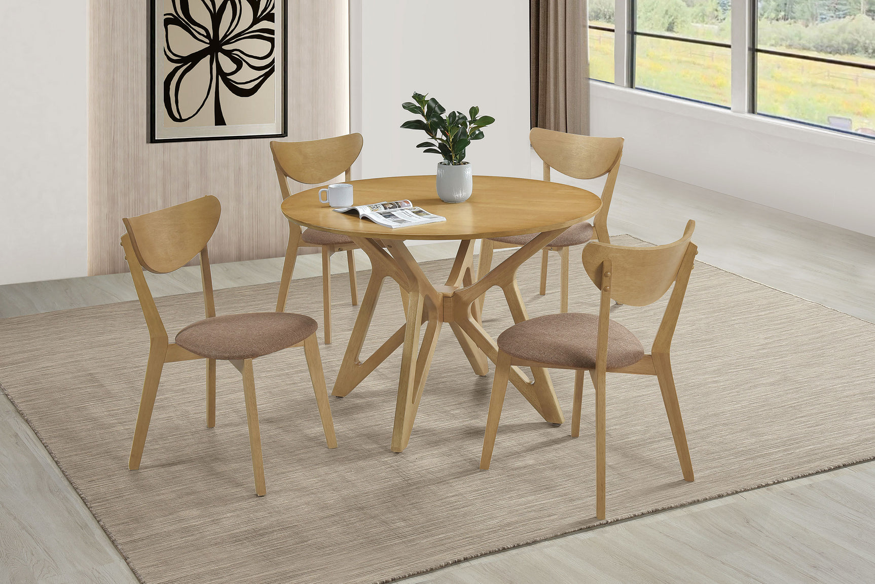 Elowen Round 42-inch Solid Wood Dining Table Light Walnut - Tampa Furniture Outlet