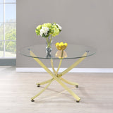 Beckham Round 46-inch Glass Top Dining Table Brass - Tampa Furniture Outlet