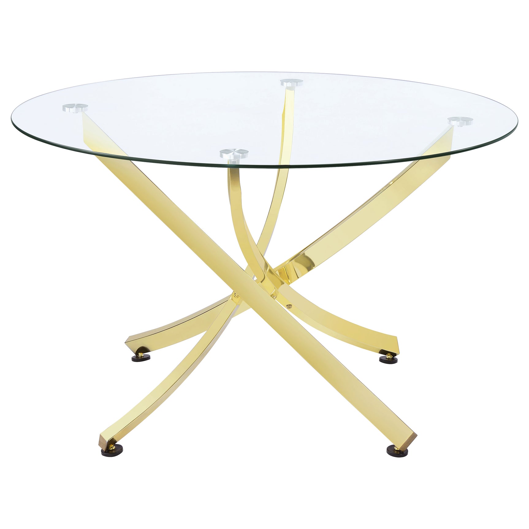 Tampa Furniture Outlet - Coaster - Beckham Round 46-inch Glass Top Dining Table Brass - 108441