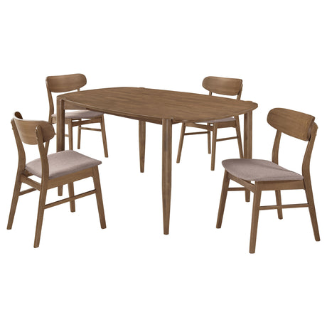 Dortch 5-piece Oval Solid Wood Dining Set Walnut - Tampa Furniture Outlet
