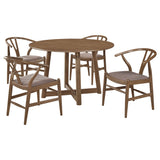 Dinah 5-piece Round Solid Wood Dining Set Walnut - Tampa Furniture Outlet