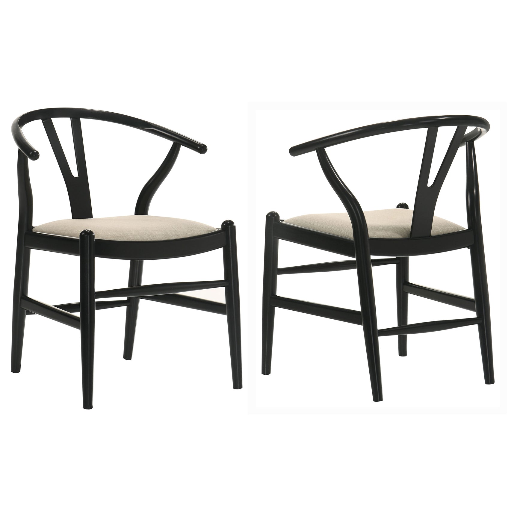 Tampa Furniture Outlet - Coaster - Crestmont Wood Wishbone Dining Side Chair Black (Set of 2) - 108482