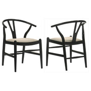 Tampa Furniture Outlet - Coaster - Crestmont Wood Wishbone Dining Side Chair Black (Set of 2) - 108482
