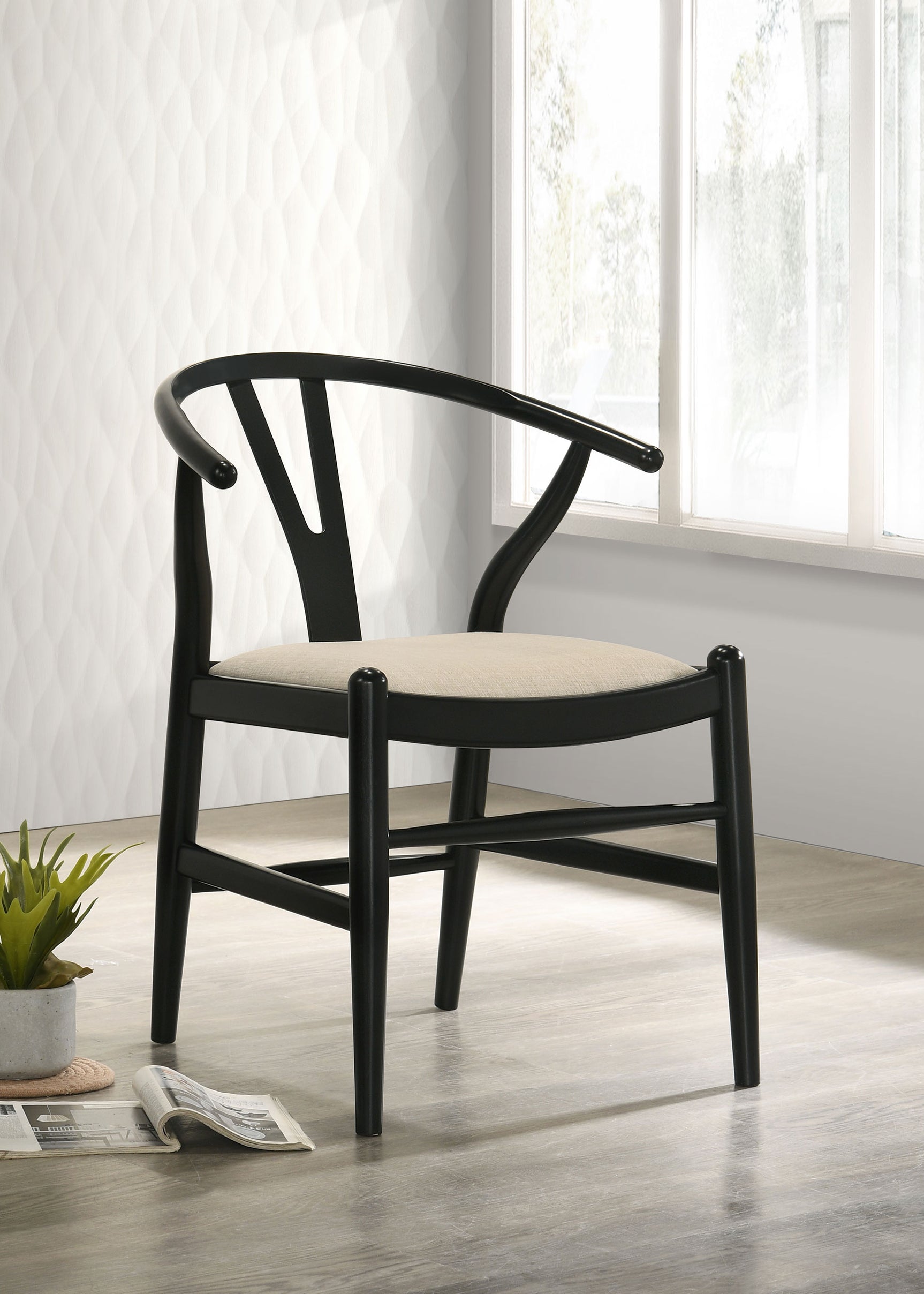 Crestmont Wood Wishbone Dining Side Chair Black (Set of 2) - Tampa Furniture Outlet