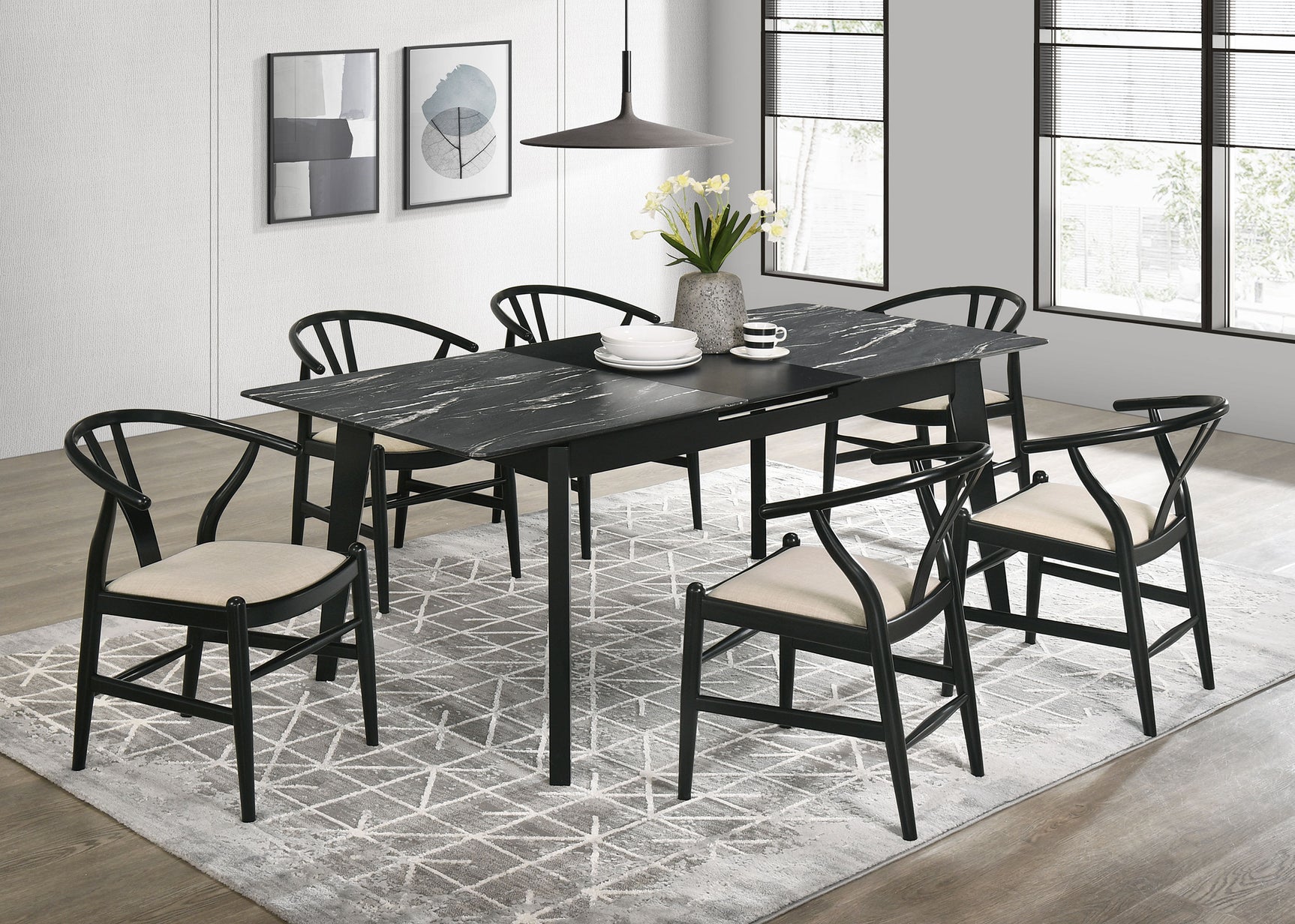 Crestmont Wood Wishbone Dining Side Chair Black (Set of 2) - Tampa Furniture Outlet