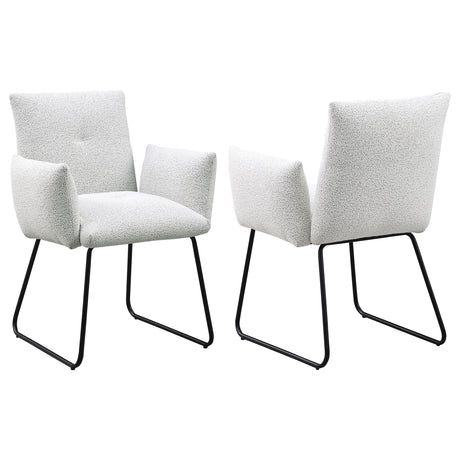Tampa Furniture Outlet - Coaster - Ackland Upholstered Dining Arm Chair Light Grey (Set of 2) - 108492