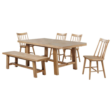 Middleton 6-piece Extension Leaf Dining Set Natural Brown - Tampa Furniture Outlet