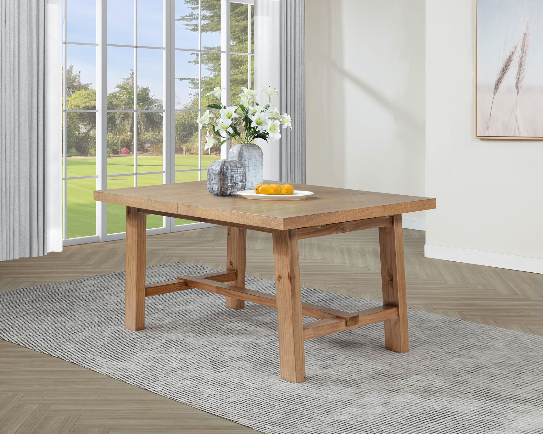 Middleton 76-inch Extension Leaf Dining Table Natural Brown - Tampa Furniture Outlet