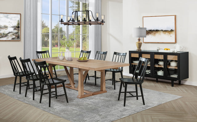 Tampa Furniture Outlet - Coaster - Middleton 10-piece Extension Leaf Dining Set Natural Brown and Black - 108541-S10B