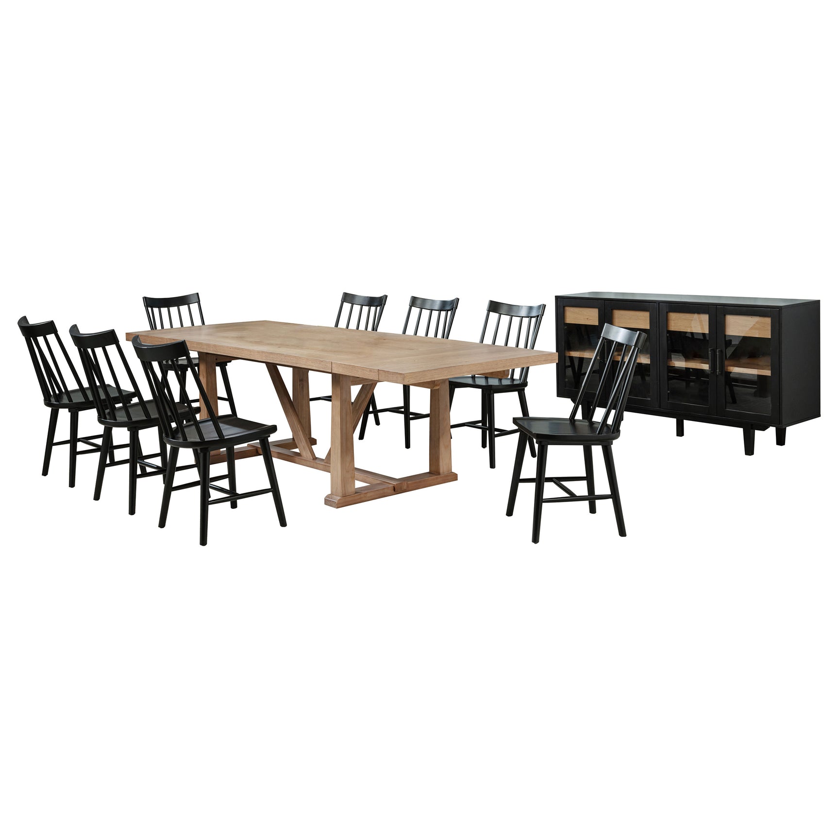 Middleton 10-piece Extension Leaf Dining Set Natural Brown and Black - Tampa Furniture Outlet