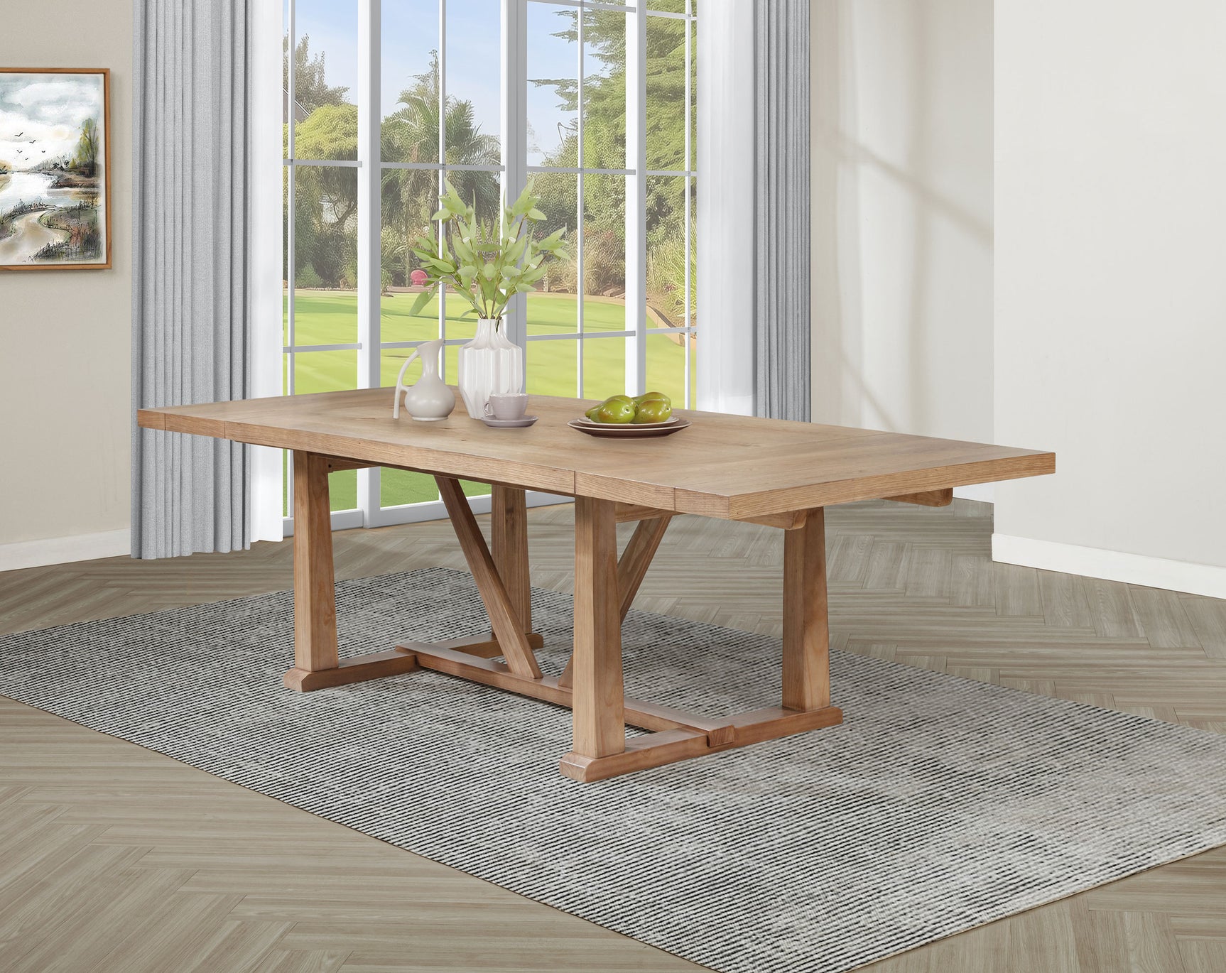 Middleton 106-inch Extension Leaf Dining Table Natural Brown - Tampa Furniture Outlet