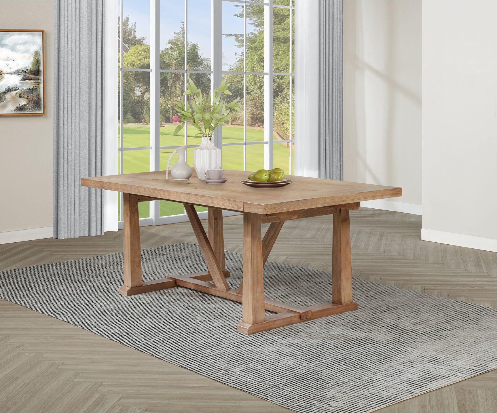 Middleton 106-inch Extension Leaf Dining Table Natural Brown - Tampa Furniture Outlet