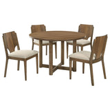 Crestmore 5-piece 46-inch Round Wood Dining Table Set Walnut - Tampa Furniture Outlet