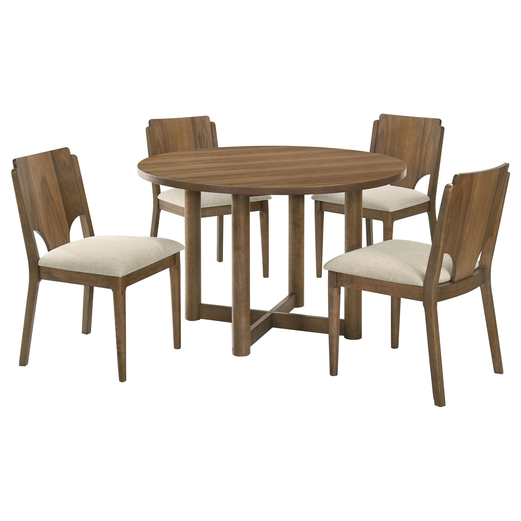 Crestmore 5-piece 46-inch Round Wood Dining Table Set Walnut - Tampa Furniture Outlet