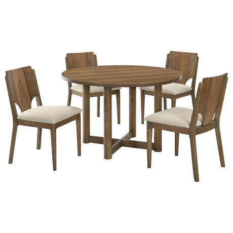 Crestmore 5-piece 46-inch Round Wood Dining Table Set Walnut - Tampa Furniture Outlet