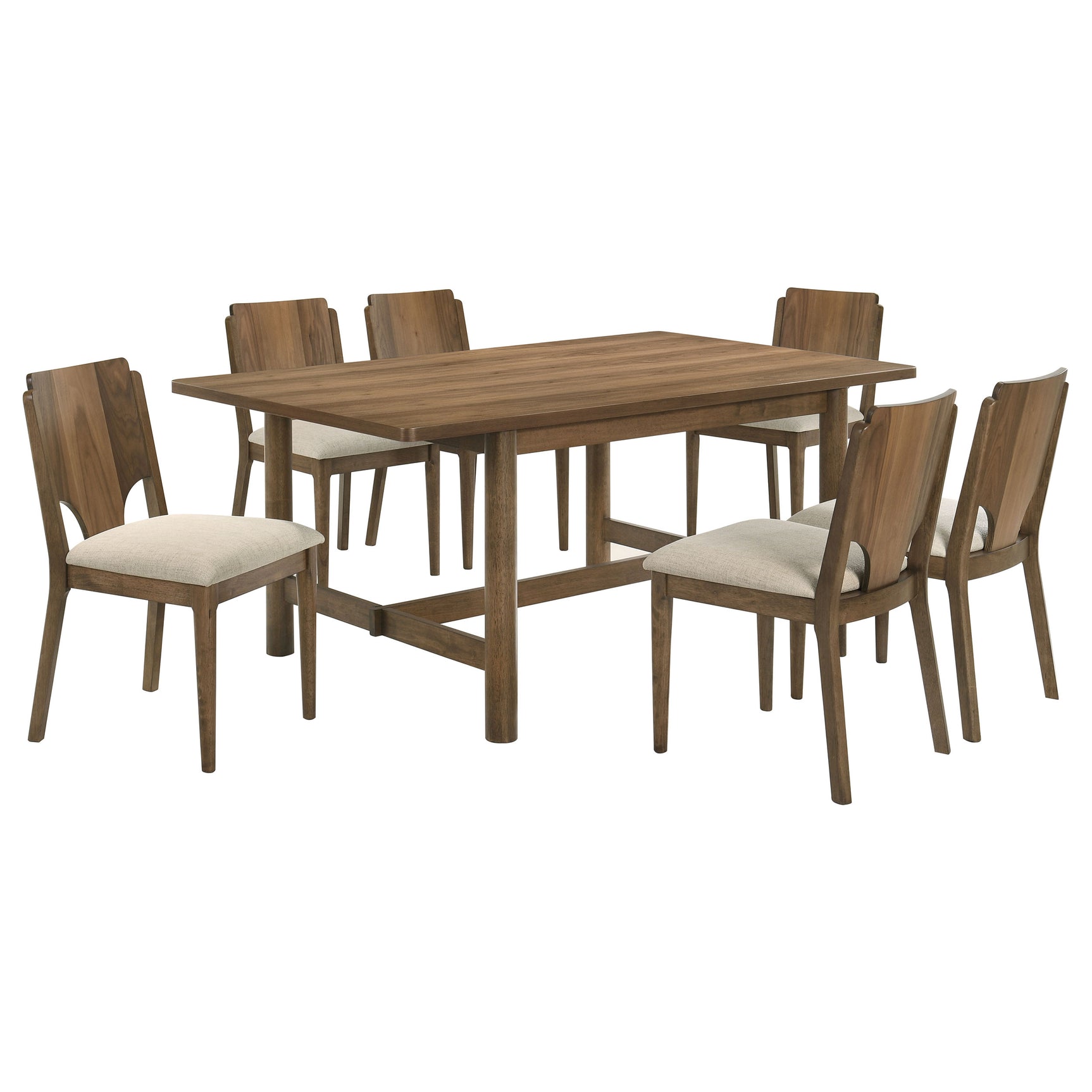 Crestmore 7-piece Rectangular Dining Table Set Walnut - Tampa Furniture Outlet