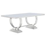 Tampa Furniture Outlet - Coaster - Antoine Rectangular 95-inch Glass Top Dining Table White - 108811