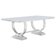 Tampa Furniture Outlet - Coaster - Antoine Rectangular 95-inch Glass Top Dining Table White - 108811