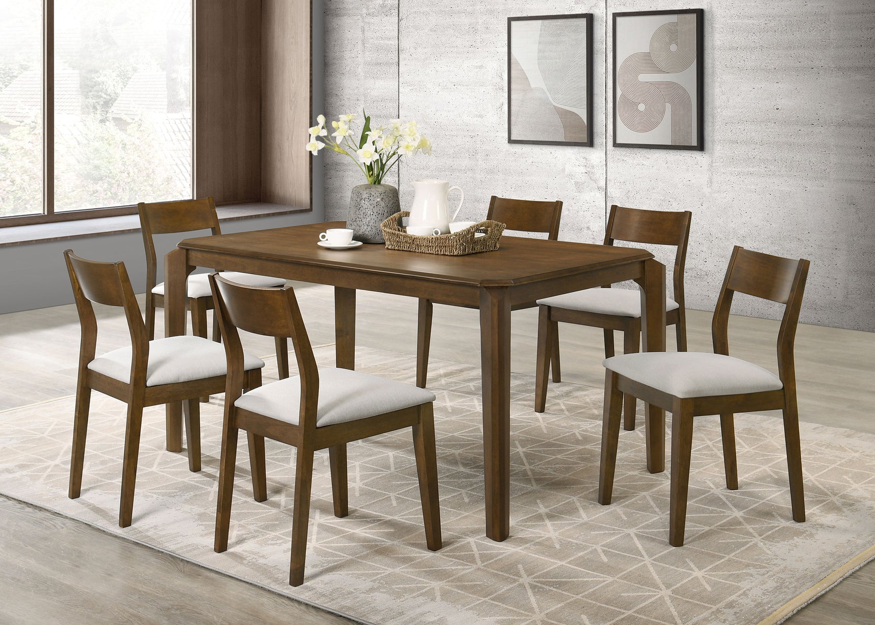 Tampa Furniture Outlet - Coaster - Almonte 7-piece 59-inch Rectangular Dining Set Dark Brown - 108921-S7