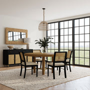Tampa Furniture Outlet - Coaster - Arini 5-piece Round Dining Table Set Sand Wash and Black - 108930-S5B