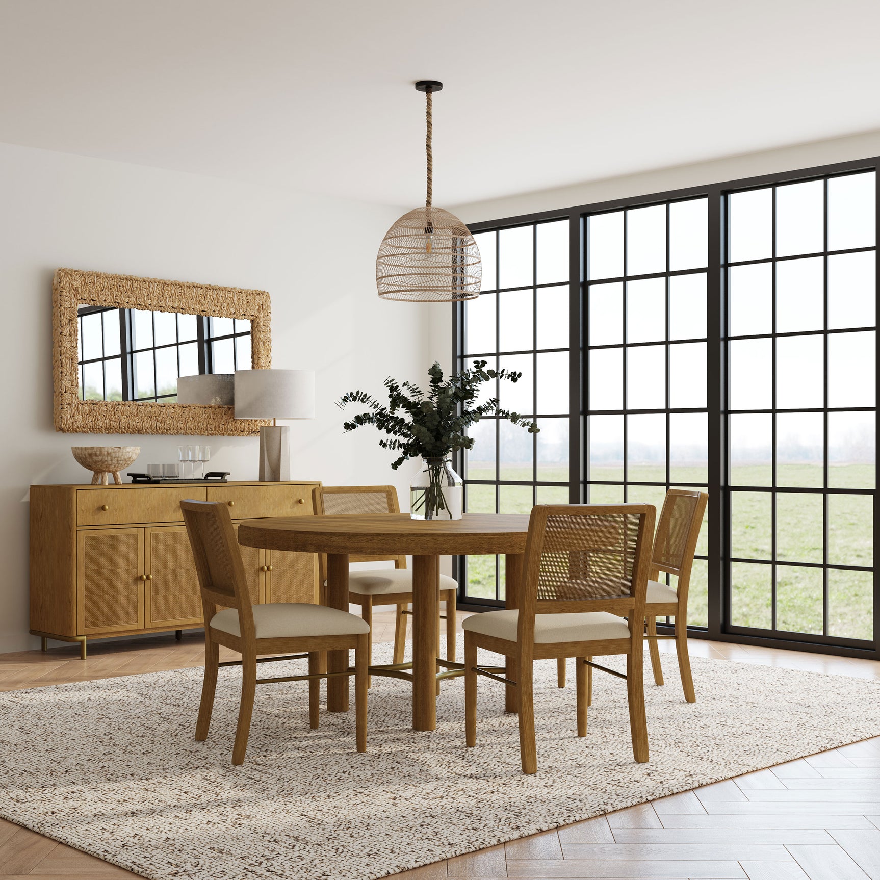 Tampa Furniture Outlet - Coaster - Arini 5-piece Round Dining Room Table Set Sand Wash - 108930-S5W