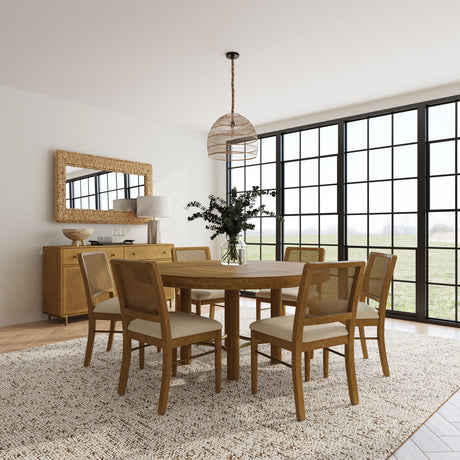 Tampa Furniture Outlet - Coaster - Arini 7-piece Round Dining Room Table Set Sand Wash - 108930-S7W