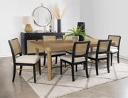Tampa Furniture Outlet - Coaster - Arini 7-piece Extension Leaf Dining Table Set Sand Wash and Black - 108931-S7B