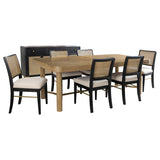 Arini 7-piece Extension Leaf Dining Table Set Sand Wash and Black - Tampa Furniture Outlet