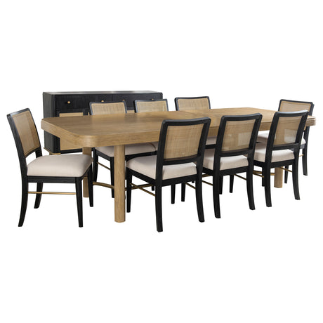 Arini 9-piece Extension Leaf Dining Table Set Sand Wash and Black - Tampa Furniture Outlet
