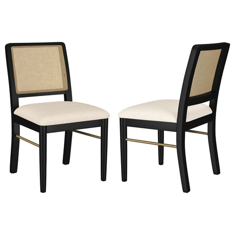 Tampa Furniture Outlet - Coaster - Arini Rattan Cane Dining Side Chair Black (Set of 2) - 108932BLK