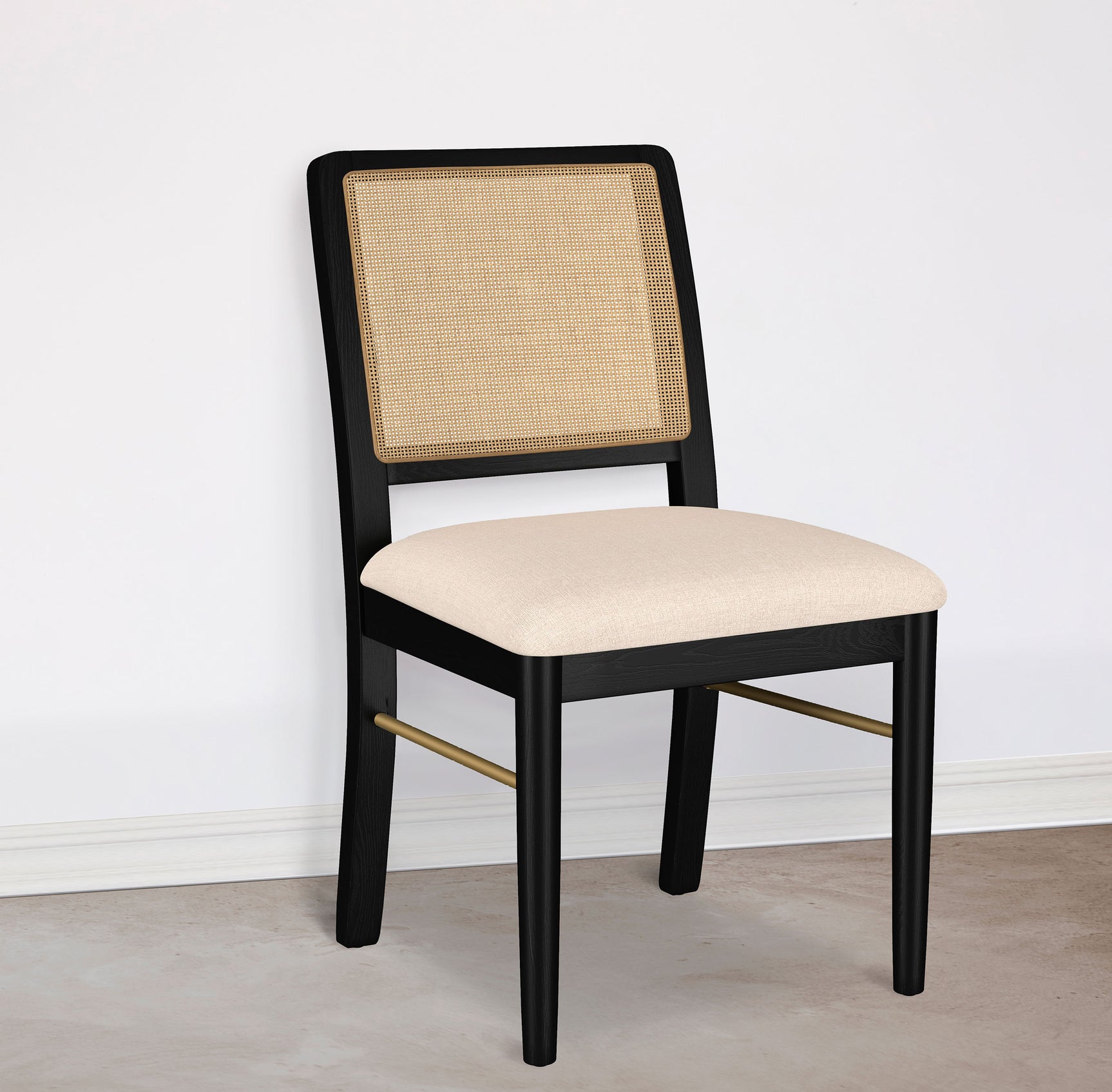 Arini Rattan Cane Dining Side Chair Black (Set of 2) - Tampa Furniture Outlet